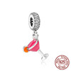 NEW Authentic 925 Sterling Silver Pink Original Charm Love Potion Murano Glass Heart Dangle Beads Fit Pandora Bracelet Jewelry