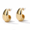 Vintage Gold Color Plated Chunky Dome Drop Earrings for Women Glossy Stainless Steel Thick Teardrop Earring Jewelry Wholesale