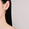 Luxury Platinum PT950 Drop Earrings for Women Split Long 1.6ct Moissanite Diamond Premium Feeling Earrings Fine Jewelry Gift