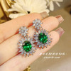 High Quality Oval Cut Lab Emerald Drop Earrings Ladies Elegant Vintage 925 Silve Dangle Earrings Luxury Bridal Fine Jewelry