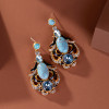 LEWIS SEGAL Turquoise with Rhinestones Dangle Earring for Women Girl Luxury Medieval Style Vintage Fine Jewelry 18K Gold Plated LEWIS SEGAL Turquoise with Rhinestones Dangle Earring for Women Girl Luxury Medieval Style Vintage Fine Jewelry 18K Gold Plated