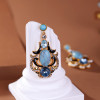 LEWIS SEGAL Turquoise with Rhinestones Dangle Earring for Women Girl Luxury Medieval Style Vintage Fine Jewelry 18K Gold Plated LEWIS SEGAL Turquoise with Rhinestones Dangle Earring for Women Girl Luxury Medieval Style Vintage Fine Jewelry 18K Gold Plated