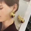 Vintage Gold Plated Chunky Dome Drop Earrings For Women Glossy Thick Teardrop Earrings Dupes Lightweight Hoops