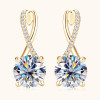 Anziw D2.0CT Moissanite Drop Huggie Earrings Real 925 Silver Women Gold Plated Hoops Infinite Earring Certified Wedding Jewelry