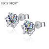 BIJOX STORY 0.5-2ct Multi Colors and Cuts Moissanite Stud Earrings S925 Sterling Silver Fine Jewelry Earrings For Women Wedding