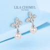 Classic women's Platinum PT950 drop earrings with 6mm Pearls butterfly earring D color Moissanite Diamond luxury birthday gift