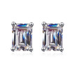 Luxury Platinum Stud Earrings for Women Inlaid Rectangular Chamfered 1/2/4ct Moissanite Diamond Delicate Pt950 Fine Jewelry Gift