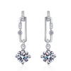 Luxury Platinum PT950 1-2 Carat Moissanite Paper Clip Tassel Drop Earrings for Women Senior Sense of Temperament Wedding Jewelry
