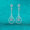Luxury Platinum PT950 Drop Earrings for Women 1ct Moissanite Diamond Tassel Senior Sense of Personality Earrings Fine Jewelry