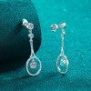 Luxury Platinum PT950 Drop Earrings for Women 1ct Moissanite Diamond Tassel Senior Sense of Personality Earrings Fine Jewelry
