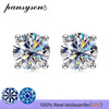 PANSYSEN GRA 0.1ct-2ct D Color Certified Moissanite Stud Earrings Lab Diamond 925 Sterling Silver Gold Plated Wedding Jewelry