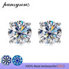 PANSYSEN GRA 0.1ct-2ct D Color Certified Moissanite Stud Earrings Lab Diamond 925 Sterling Silver Gold Plated Wedding Jewelry