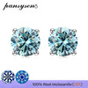 PANSYSEN GRA 0.1ct-2ct D Color Certified Moissanite Stud Earrings Lab Diamond 925 Sterling Silver Gold Plated Wedding Jewelry