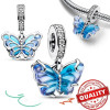 Authentic 925 Sterling Silver Blue Crystal Enamel Heart Charm Fit Pandora Bracelet Friend Surprise Birthday Jewelry Beads Gift