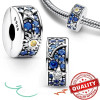 Authentic 925 Sterling Silver Blue Crystal Enamel Heart Charm Fit Pandora Bracelet Friend Surprise Birthday Jewelry Beads Gift