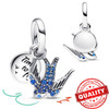 Authentic 925 Sterling Silver Blue Crystal Enamel Heart Charm Fit Pandora Bracelet Friend Surprise Birthday Jewelry Beads Gift