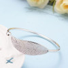 Fashion 925 Sterling Silver Woman Cuff Bracelet Open Leaf Shaped Adjustable Charm Bangle Girls Party Jewelry Christmas Gifts