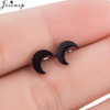 Fashion Stainless Steel Geometric Earrings Black Small Star Moon Round Triangle Ear Studs for Women Men Hip Hop Ear Jewelry 2024