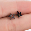 Fashion Stainless Steel Geometric Earrings Black Small Star Moon Round Triangle Ear Studs for Women Men Hip Hop Ear Jewelry 2024