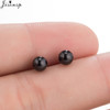 Fashion Stainless Steel Geometric Earrings Black Small Star Moon Round Triangle Ear Studs for Women Men Hip Hop Ear Jewelry 2024