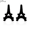 Fashion Stainless Steel Geometric Earrings Black Small Star Moon Round Triangle Ear Studs for Women Men Hip Hop Ear Jewelry 2024