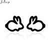 Fashion Stainless Steel Geometric Earrings Black Small Star Moon Round Triangle Ear Studs for Women Men Hip Hop Ear Jewelry 2024