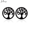 Fashion Stainless Steel Geometric Earrings Black Small Star Moon Round Triangle Ear Studs for Women Men Hip Hop Ear Jewelry 2024