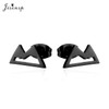 Fashion Stainless Steel Geometric Earrings Black Small Star Moon Round Triangle Ear Studs for Women Men Hip Hop Ear Jewelry 2024