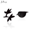 Fashion Stainless Steel Geometric Earrings Black Small Star Moon Round Triangle Ear Studs for Women Men Hip Hop Ear Jewelry 2024