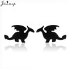 Fashion Stainless Steel Geometric Earrings Black Small Star Moon Round Triangle Ear Studs for Women Men Hip Hop Ear Jewelry 2024
