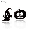 Fashion Stainless Steel Geometric Earrings Black Small Star Moon Round Triangle Ear Studs for Women Men Hip Hop Ear Jewelry 2024