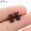 Fashion Stainless Steel Geometric Earrings Black Small Star Moon Round Triangle Ear Studs for Women Men Hip Hop Ear Jewelry 2024