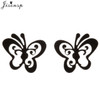 Fashion Stainless Steel Geometric Earrings Black Small Star Moon Round Triangle Ear Studs for Women Men Hip Hop Ear Jewelry 2024