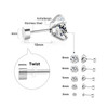 LUXUSTEEL 1Pairs/2Pcs Stainless Steel Crystal Studs Earrings For Women Men 4 Prong Tragus Round Clear Cubic Zirconia Ear Jewelry