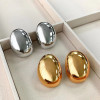 Stainless Steel Smooth Big Oval Stud Earrings for Women 2023 Exaggerated Hollow Ball Geometric Ear Buckle Earring Jewelry Gift