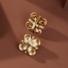 LEWIS SEGAL Champagne CZ Crystal Flower Stud Earrings for Women High End 18K Gold Medieval Retro Style Ear Jewelry