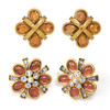 LEWIS SEGAL Champagne CZ Crystal Flower Stud Earrings for Women High End 18K Gold Medieval Retro Style Ear Jewelry