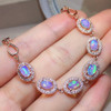 Classic Silver Opal Bracelet for Daily Wear 4mm*6mm 100% Natural Opal Silver Bracelet Solid 925 Silver Opal Jewelry