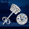 Sweetrain Certified Original 925 Silver Earring 1 Carat Moissanite Stud Earrings For Women Men 2023 Trend Sparkling Fine Jewelry