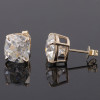 JOVOVASMILE Moissanite Stud Earrings 18k Yellow Gold pair 4carat 7*7mm Old Mine Cushion Cut VVS1 D Color with GRA