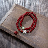 New Chinese Lucky Double Circle Cinnabar-like Bracelet Wealth-making Pixiu Gourd Pendant Evil-warding High-grade Jewelry Amulet