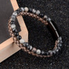 Natural Stone Bracelet Genuine Leather Braided Bracelets Black Stainless Steel Magnetic Clasp Tiger eye Bead Bangle Men Jewelry