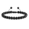 Beaded Bracelet Handmade 4 6 8mm Natural Stone Shiny Black Onyx Beads Bracelets & Bangles Adjustable Size Obsidian Wrist Jewelry