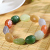 Natural Hetian Smoky Purple Yellow Mouth Material Jasper Brown Jade South Red Rough Stone Multi Jewels Bracelet