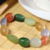 Natural Hetian Smoky Purple Yellow Mouth Material Jasper Brown Jade South Red Rough Stone Multi Jewels Bracelet