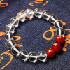 Mencheese Triple Bracelet Men's and Women's Natural White Crystal Red Agate Rabbit Swine and Sheep Zodiac Bracelet