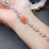 MeiBaPJ 5mm*7mm Real Natural Fire Opal Pearl Bracelet 925 Sterling Silver Colorful Stone Bangle for Women Fine Wedding Jewelry