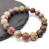 Colorful Alashan Agate Bracelet Genuine Natural Multicolored Stone Round Beads Fine Jewelry for Women and Men