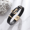 Classic Men Jewelry Handwoven Double Layer Leather Bracelet Black Rope Chain Fashion Wristband Magnet for Men Bangles