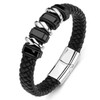 Classic Men Jewelry Handwoven Double Layer Leather Bracelet Black Rope Chain Fashion Wristband Magnet for Men Bangles